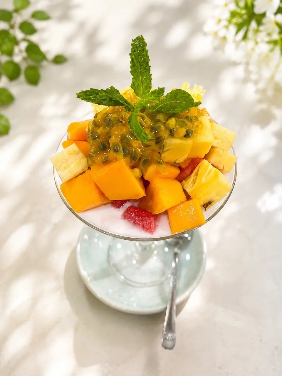 Vegan yogurt with fresh fruit